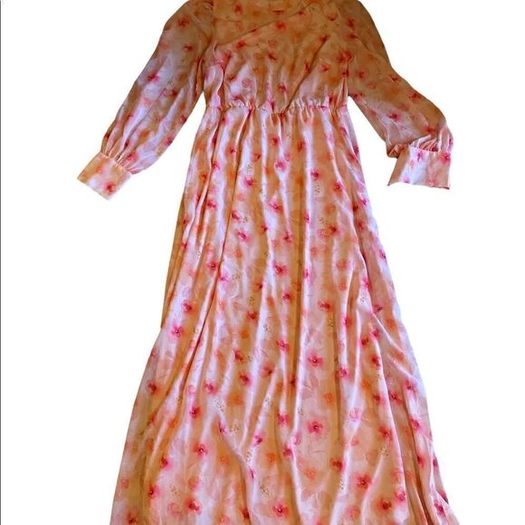 ⭐️⭐️HOST PICK⭐️⭐️ VILA maxi dress with balloon sleeves in pink coral - Picture 8 of 9